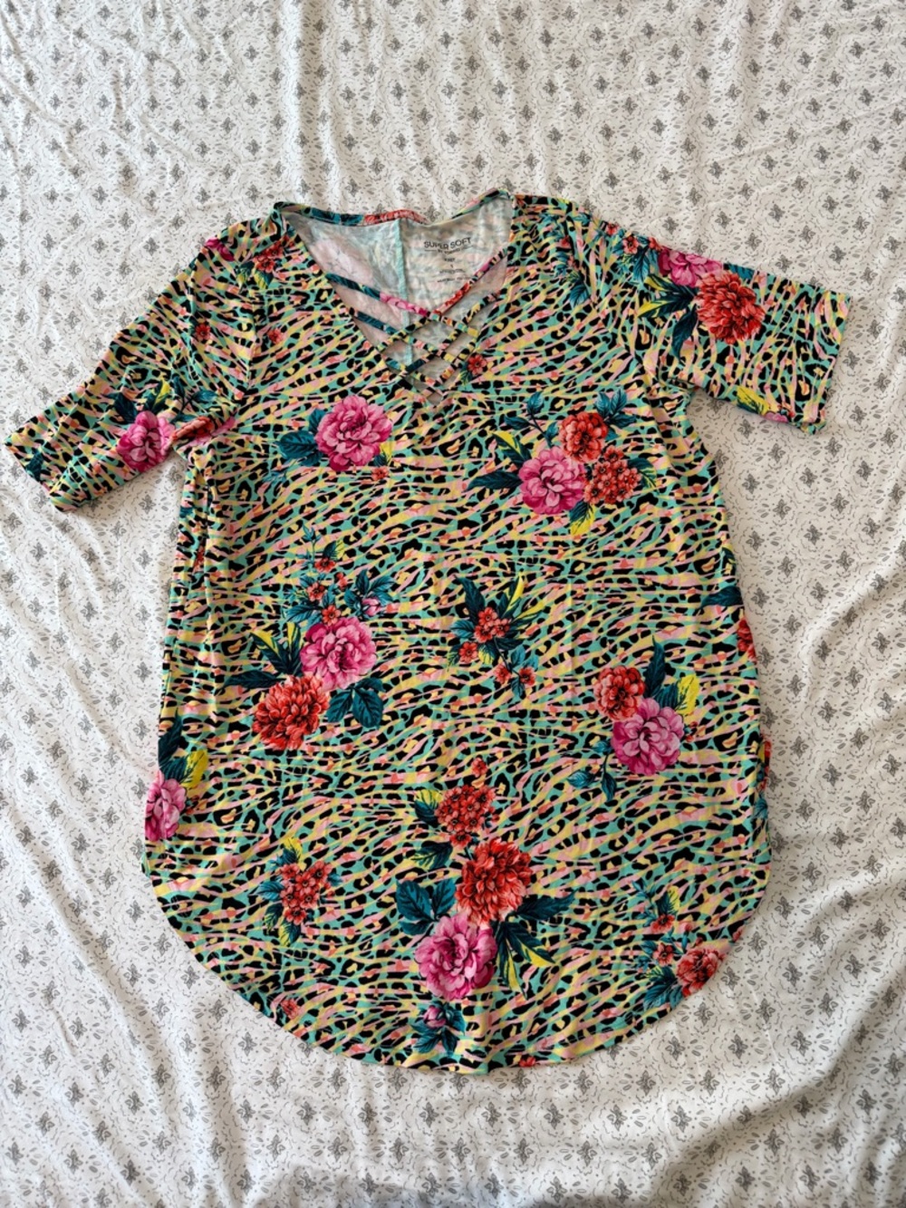 torrid Multi-Color Floral & Animal Print Crisscross Top